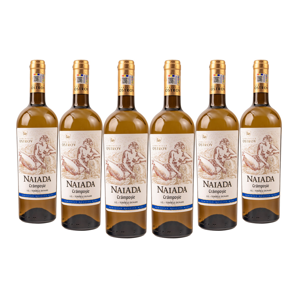 Naiada, Crâmpoșie, bax 6 sticle-0.75l, sec, alb, Lot nou