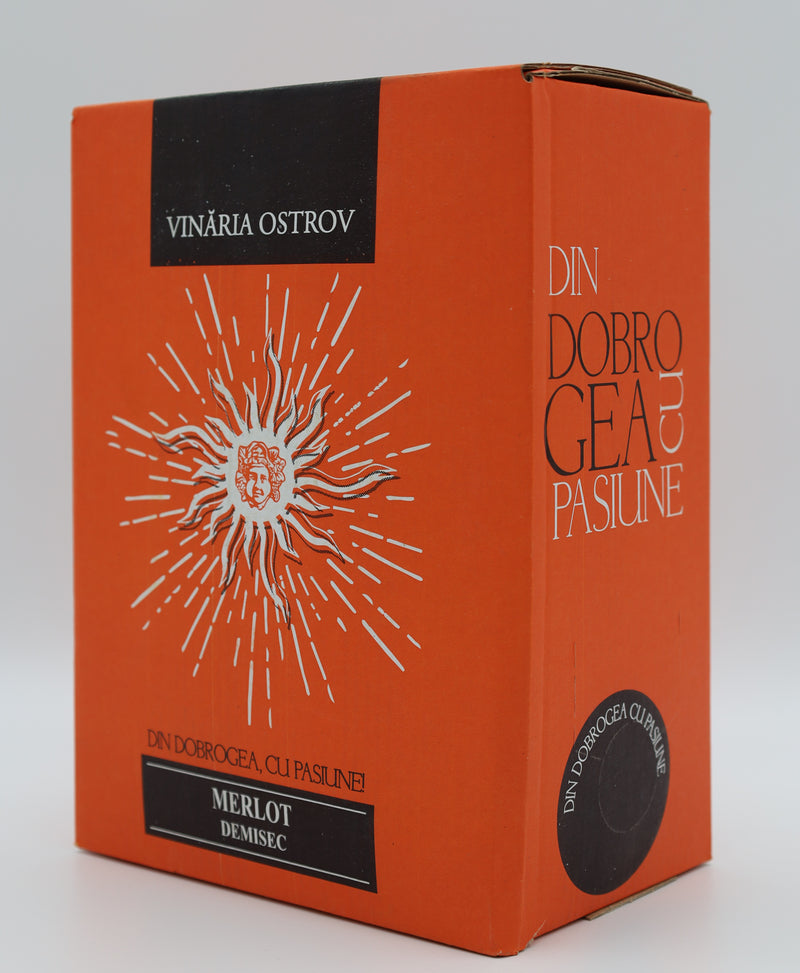 Vinăria Ostrov, Bag in box, 3 litri, Merlot, Roșu, Demisec