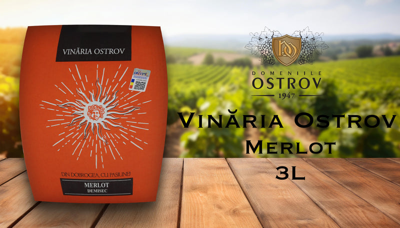 Vinăria Ostrov, Bag in box, 3 litri, Merlot, Roșu, Demisec