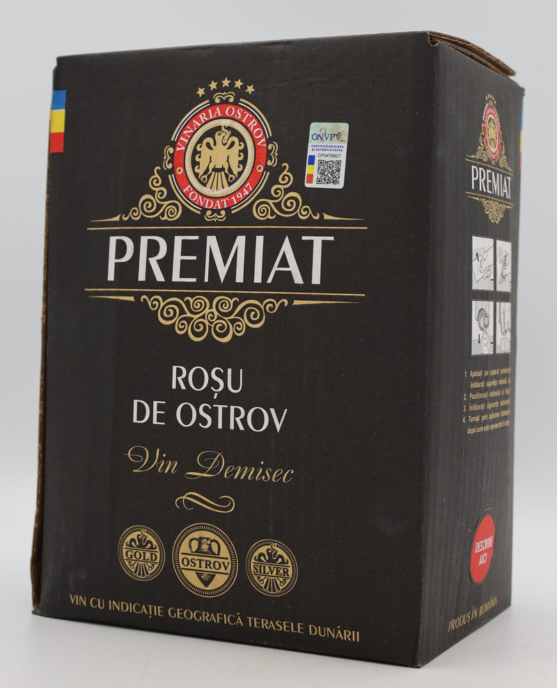 PREMIAT, Vin bag in box, 5 litri, Roșu de Ostrov, Demisec